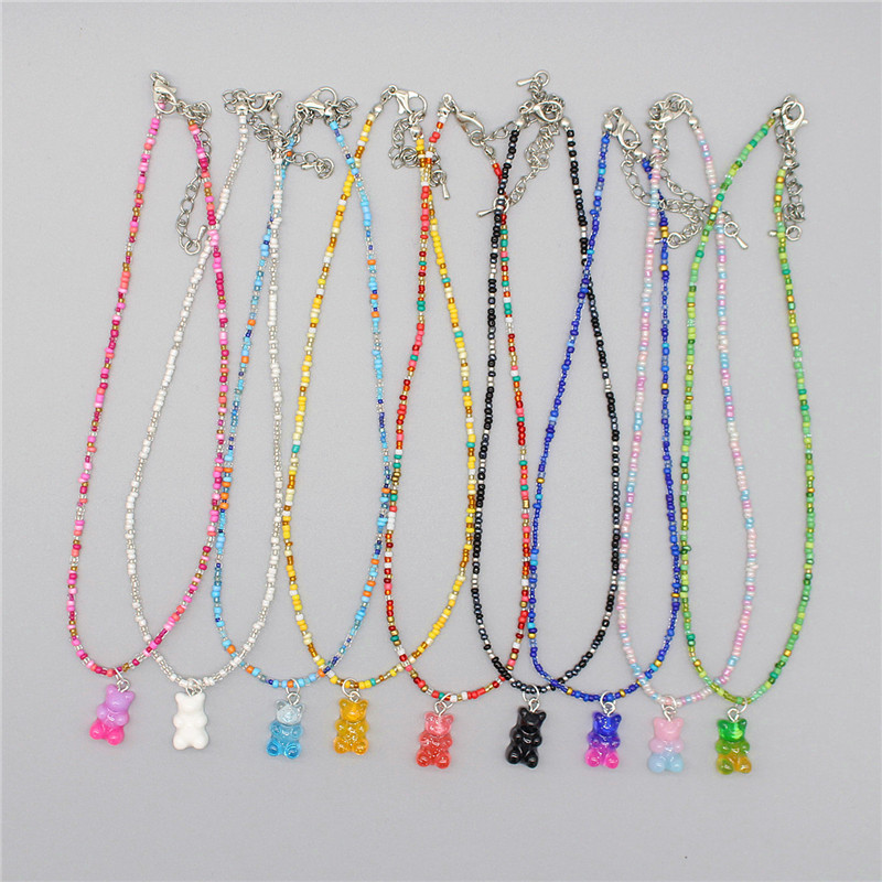 Resin Art Necklace - New Bohemia Korean Lover Colorful Gummy