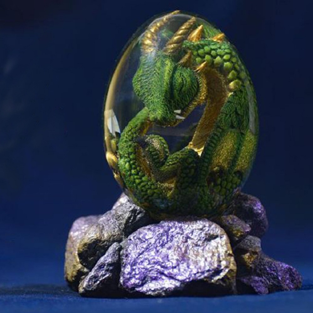 Resin Art Table Top - Lava Dragon Egg Statue With Stand