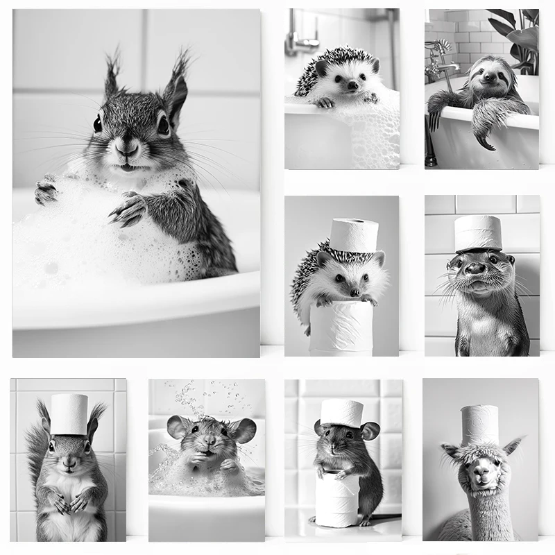Resin Art Wallpaper - Black and White Cute Animal and