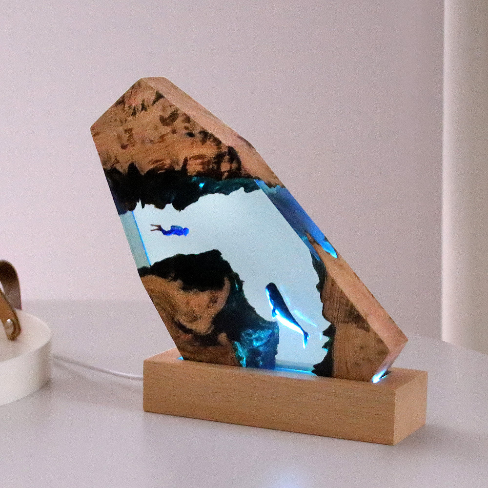 Resin Art Gift For Wedding - New Underwater Cave Whale Diver Home