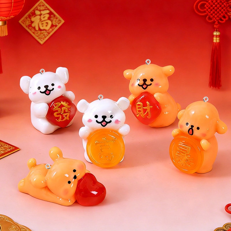 Resin Art Earrings Material - 5Pcs Cartoon Dog Resin Charms Crafts