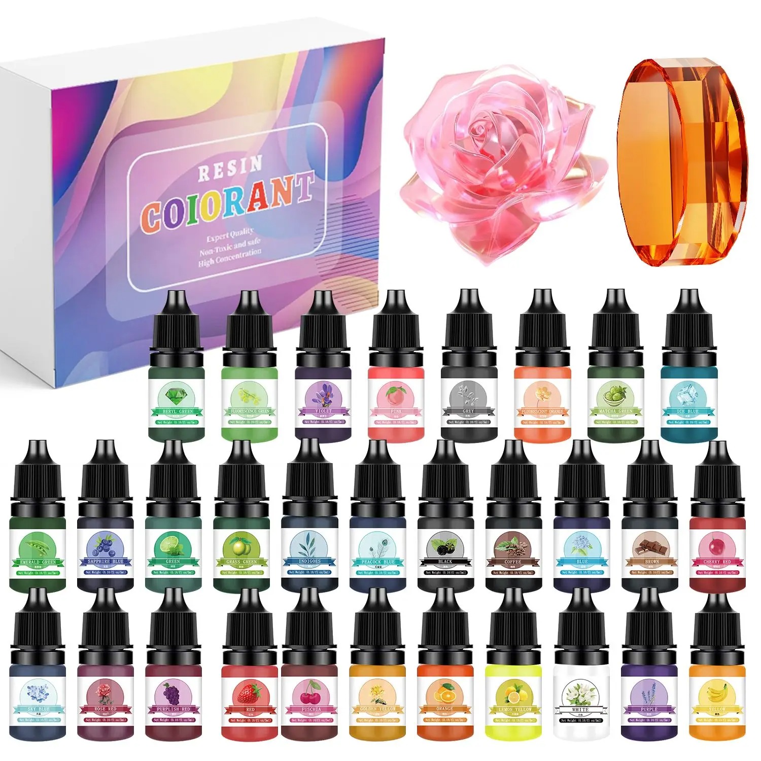 Resin Art Liquid - 30Colors 5ml Epoxy Resin Pigment Kits