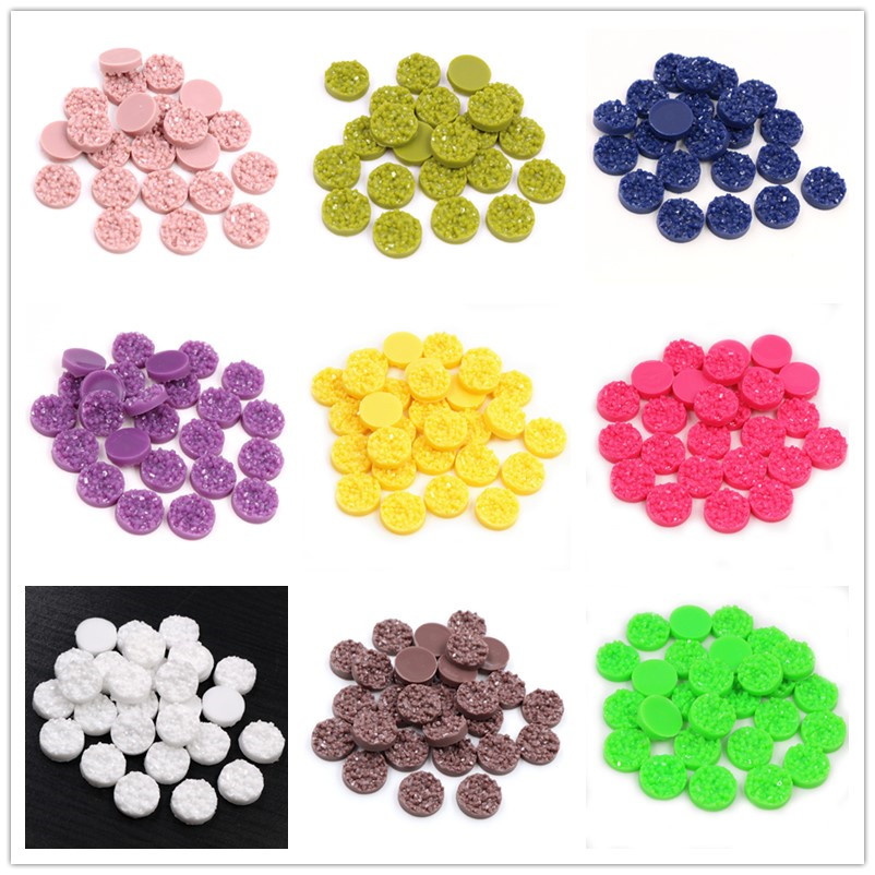 Resin Art For Sale - 40pcs Resin Druzy Cabochons Dome 8/10/12mm