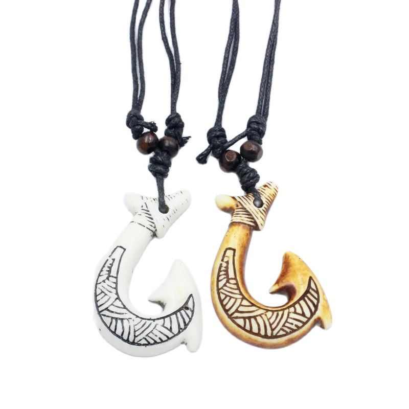 Resin Art Necklace - New Zealand Maori fishhook necklace Fish