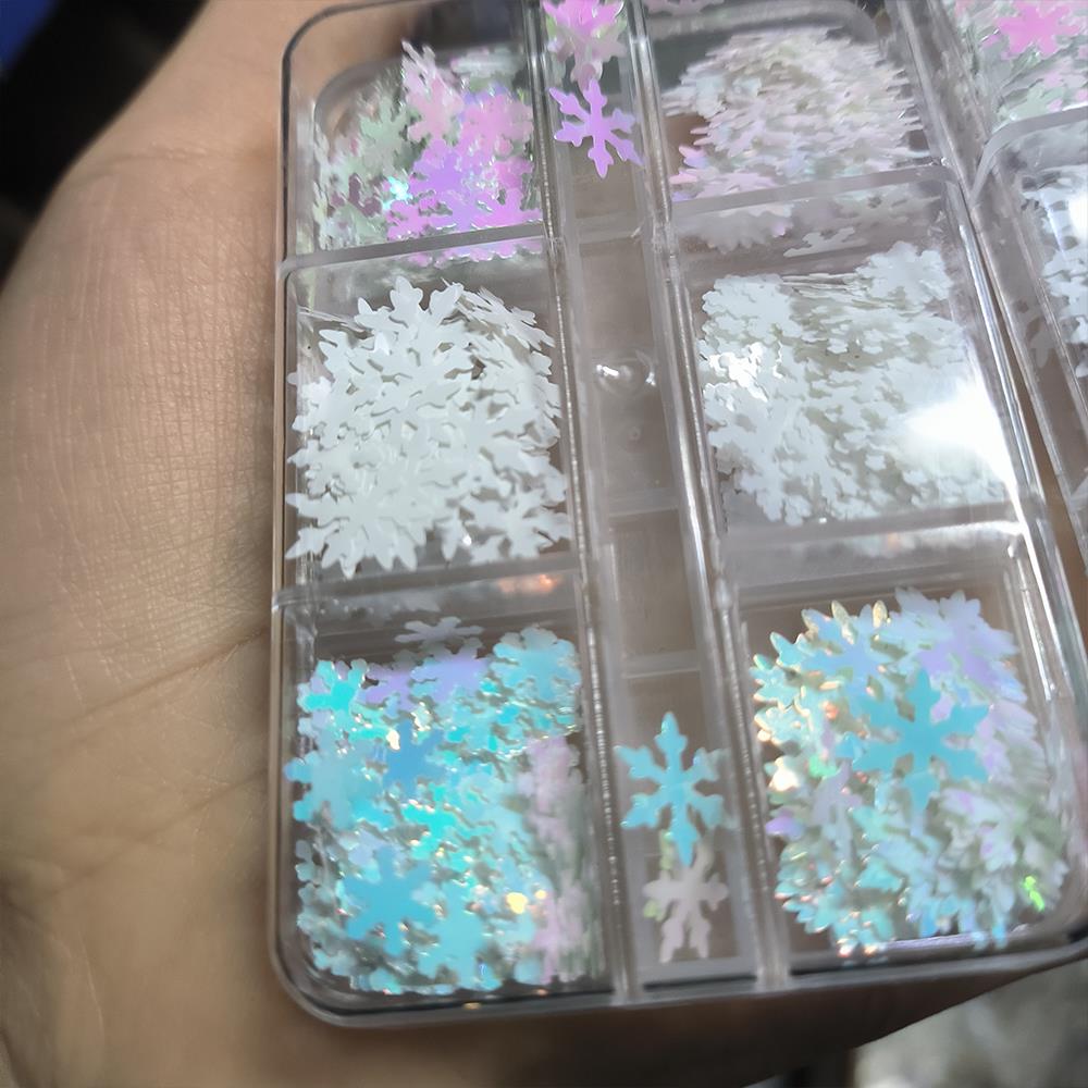Xmas Resin Art - 6/12Grids 3D Aurora Christmas Snowflakes Nail