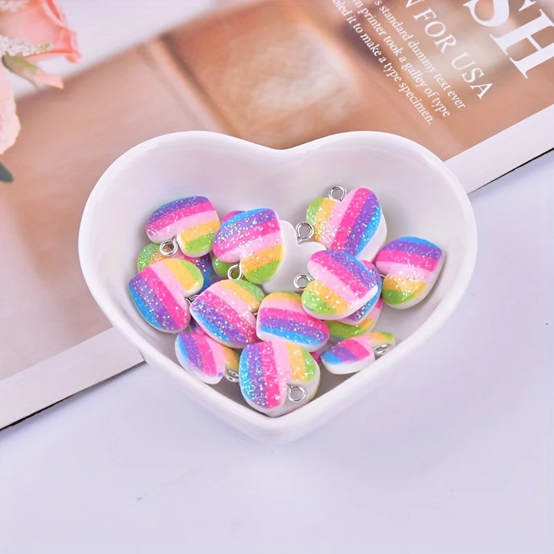 10Pcs Colorful Heart Resin Cha - Resin Art For Sale recension och pris