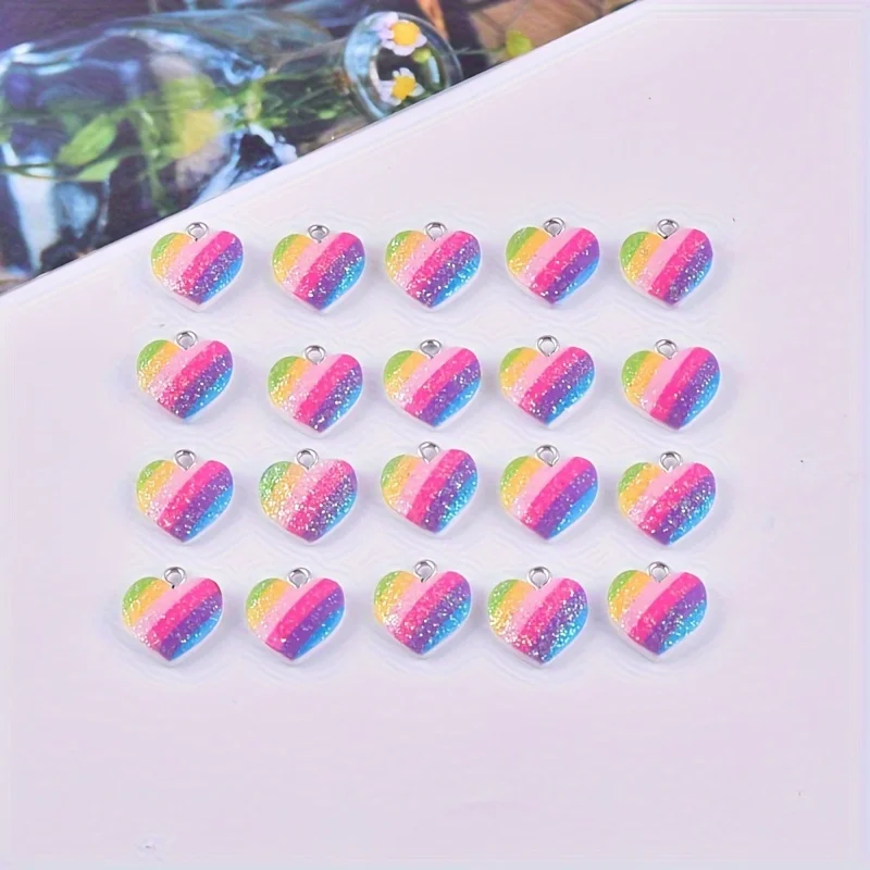 10Pcs Colorful Heart Resin Cha - Resin Art For Sale recension och pris