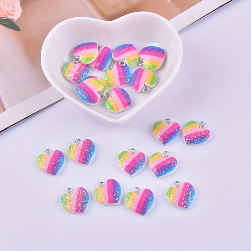10Pcs Colorful Heart Resin Cha - Resin Art For Sale recension och pris