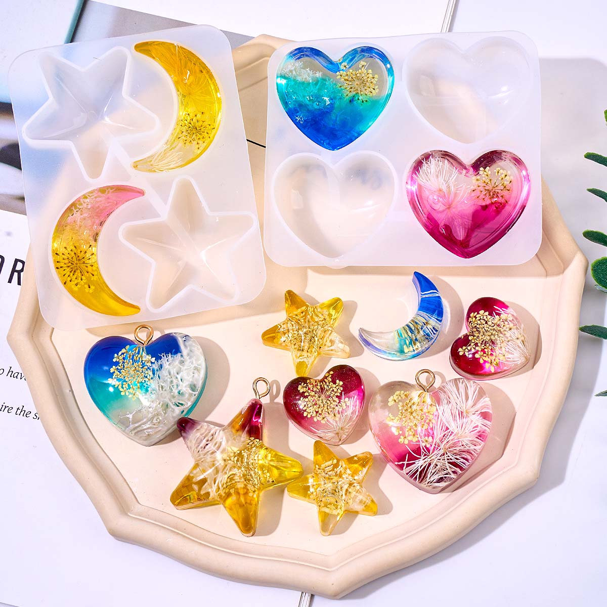 Heart Star Moon Pendant Silico - Resin Art Liquid recension och pris
