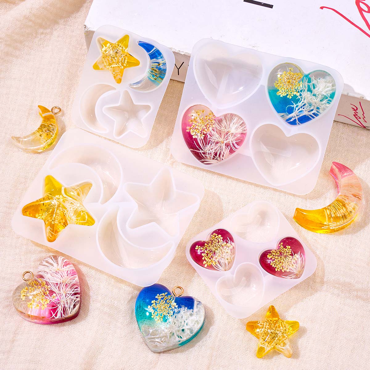 Heart Star Moon Pendant Silico - Resin Art Liquid recension och pris