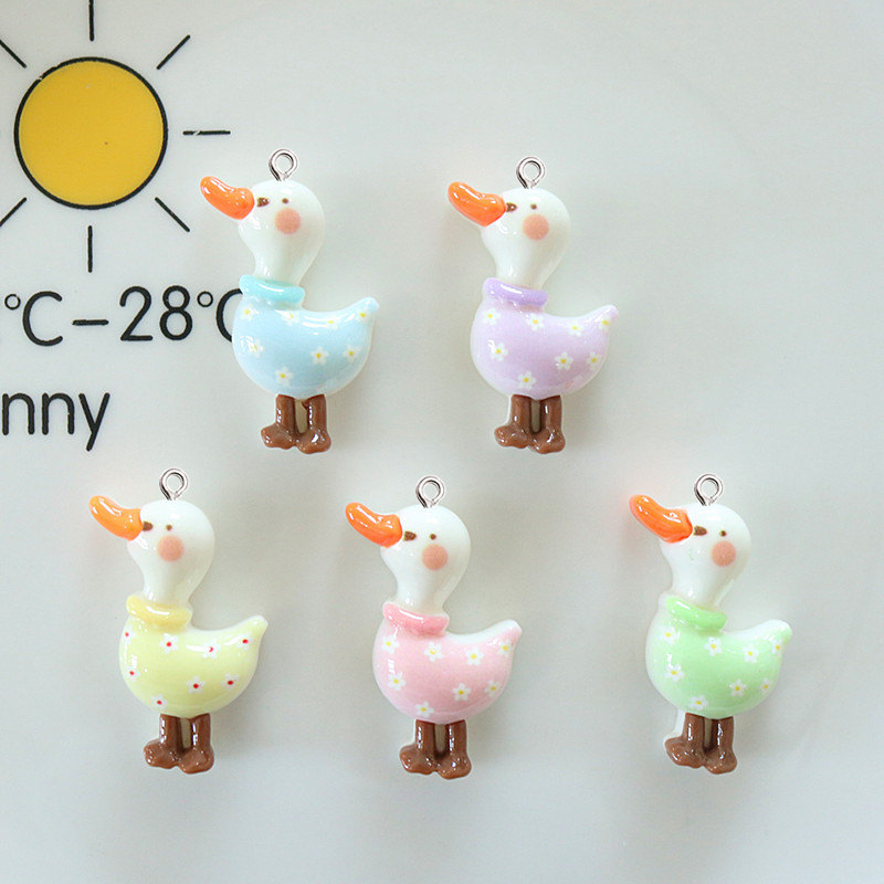 10Pcs Cute Glossy Glitter Duck - Resin Art Earrings Material recension och pris