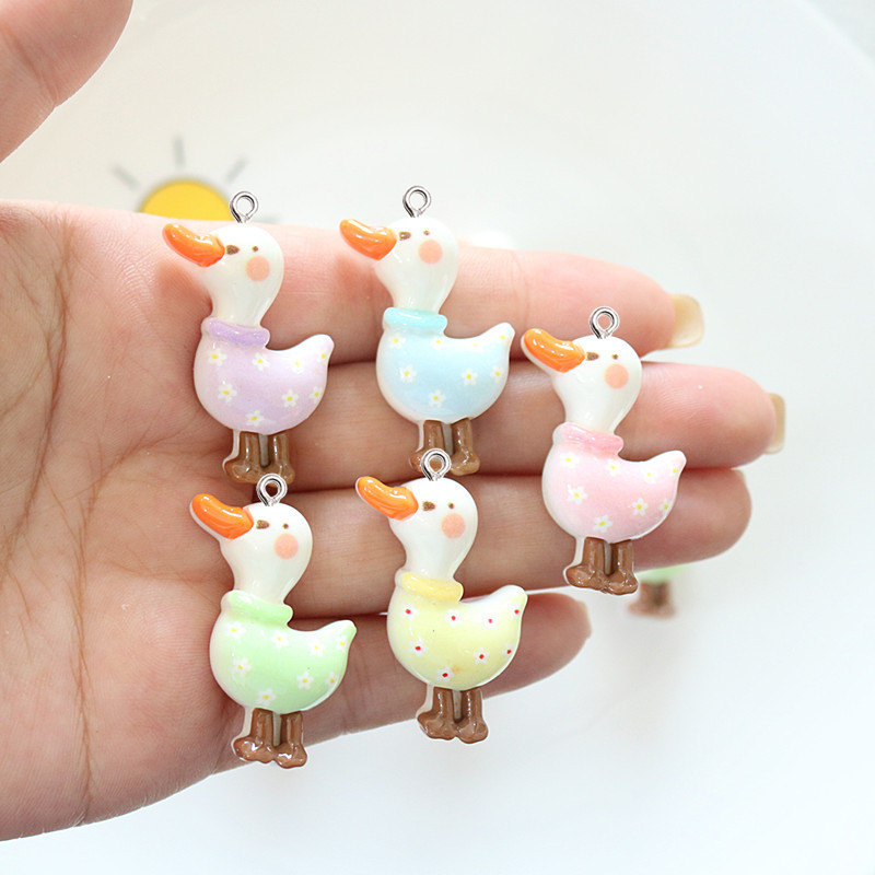 10Pcs Cute Glossy Glitter Duck - Resin Art Earrings Material recension och pris