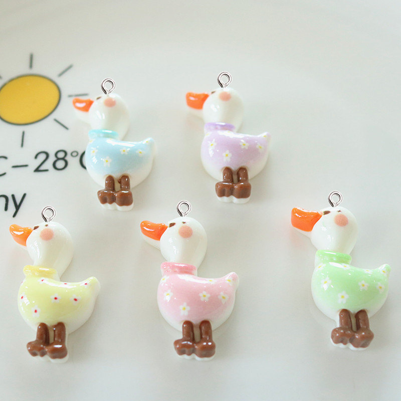 10Pcs Cute Glossy Glitter Duck - Resin Art Earrings Material recension och pris
