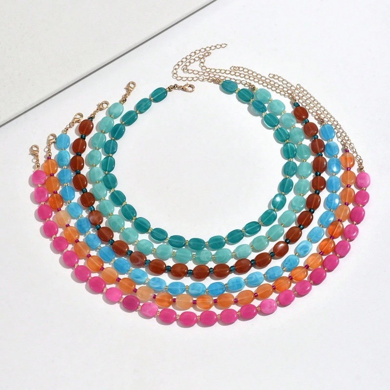 Statement Exaggerated Oval Col - Resin Art Necklace recension och pris