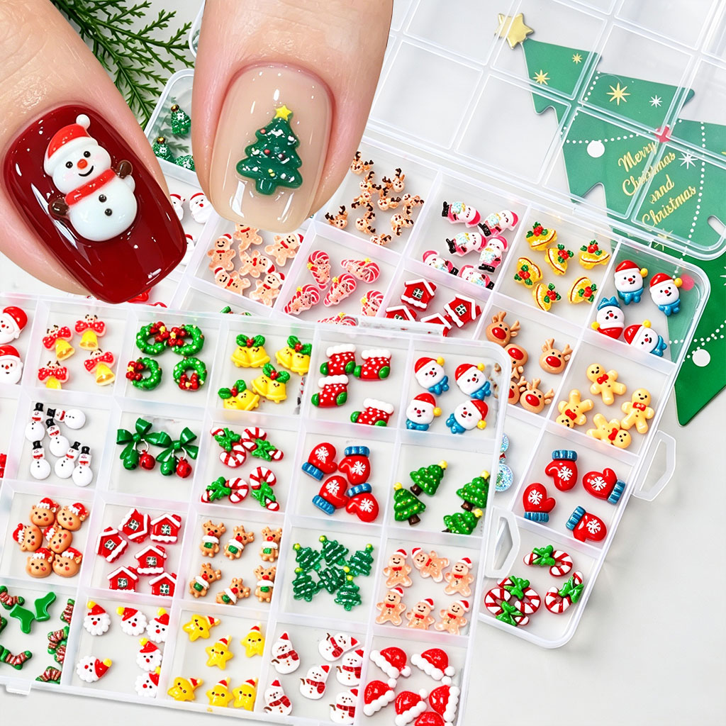 1Box Mixed 3D Christmas Nail C - Xmas Resin Art recension och pris