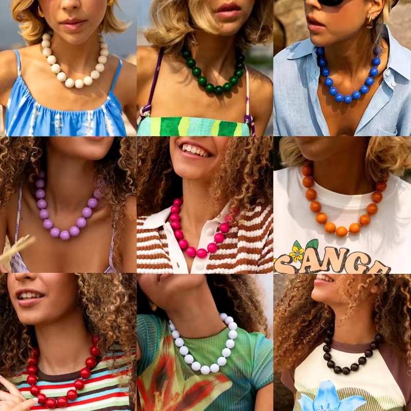 Tocona New Colorful Big Bead C - Resin Art Necklace recension och pris