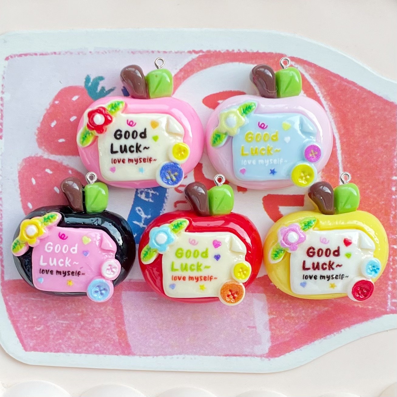 10Pcs Cute Lucky Red Apples Pl - Resin Art Earrings Material recension och pris