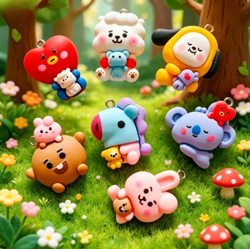 7pcs BT21 Resin Cartoon Charm  - Resin Art For Sale recension och pris