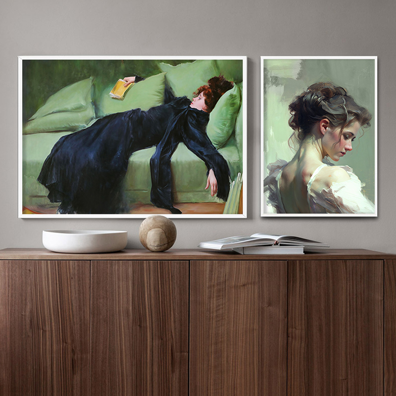 Girl Reading Vintage Oil Paint - Resin Art On Canvas recension och pris